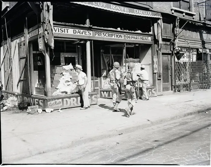 Framed Print : Cleaning Up After Detroit Race Riot Framed Print : Cleaning Up After Detroit Race Riot