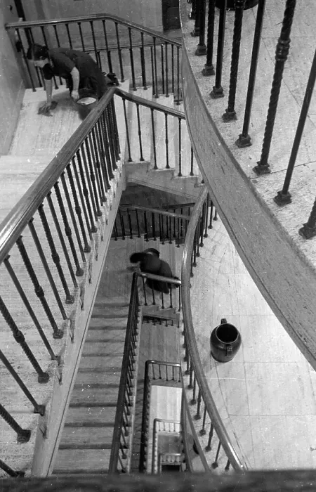 Framed Print : Cleaning Stairs Framed Print : Cleaning Stairs