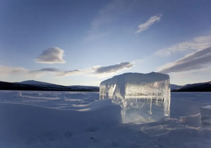 Framed Print : Clear ice cube on frozen Fish Lake, cut out with a chain saw, Yukon Territory, Canada Framed Print : Clear ice cube on frozen Fish Lake, cut out with a chain saw, Yukon Territory, Canada