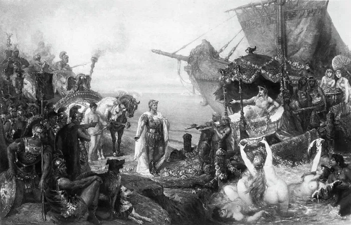 Framed Print : Cleopatra Sails Ashore To Meet Anthony Framed Print : Cleopatra Sails Ashore To Meet Anthony