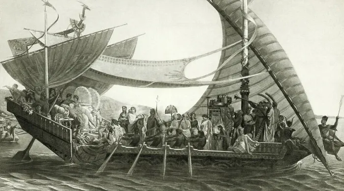 Framed Print : Cleopatras Barge On Nile / Illustration Framed Print : Cleopatras Barge On Nile / Illustration