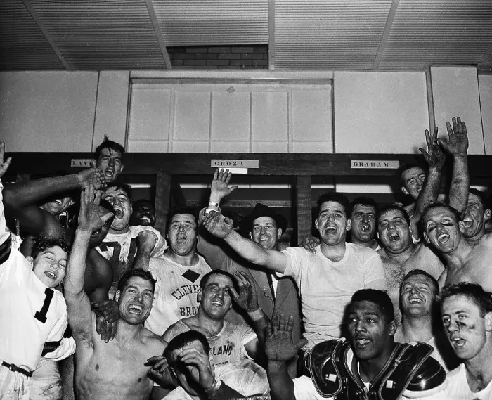 Framed Print : Cleveland Browns Celebrating in Locker Room Framed Print : Cleveland Browns Celebrating in Locker Room