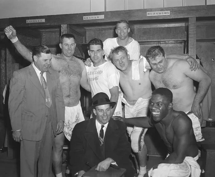Framed Print : Cleveland Browns in Dressing Room Framed Print : Cleveland Browns in Dressing Room