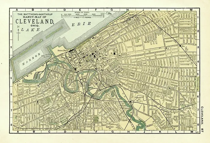 Framed Print : Cleveland map 1898 Framed Print : Cleveland map 1898