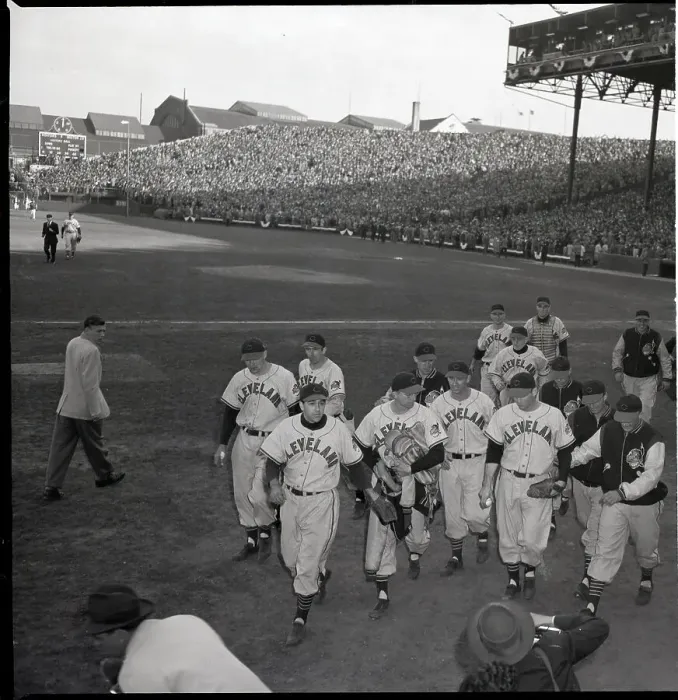 Framed Print : Cleveland Players Leaving Field Framed Print : Cleveland Players Leaving Field