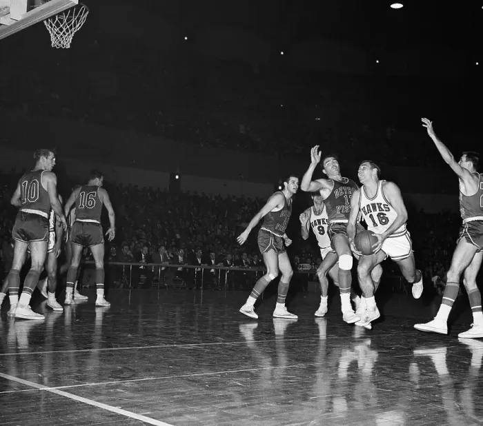 Framed Print : Cliff Hagan Blocking a Player Framed Print : Cliff Hagan Blocking a Player