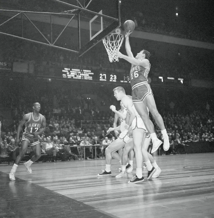 Framed Print : Cliff Hagan Scoring a Basket Framed Print : Cliff Hagan Scoring a Basket
