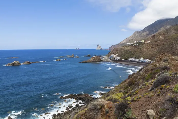 Framed Print : Cliffs in the Anaga Mountains near the village of Taganana, Almaciga, Almaciga, Tenerife, Canary Islands, Spain