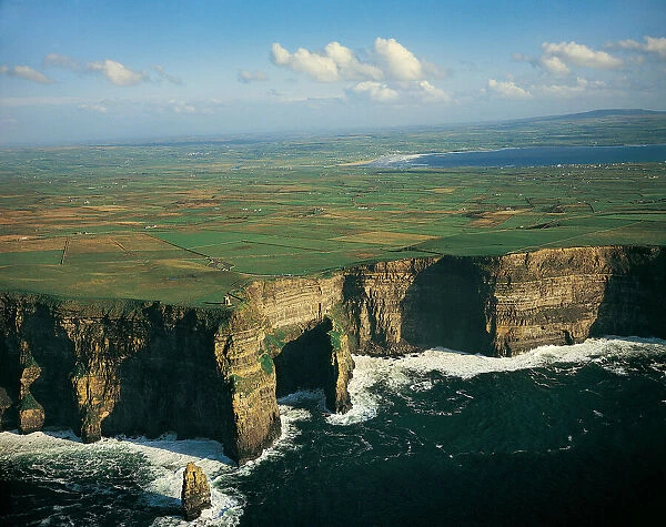 Cliffs Of Moher and Liscannor Bay in background, County Clare, Ireland