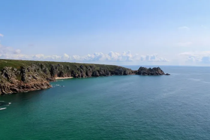 Framed Print : Cliffs on the Porthcurno coastline