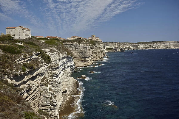 Cliffs with the upper city, Bonifacio, Corsica, France