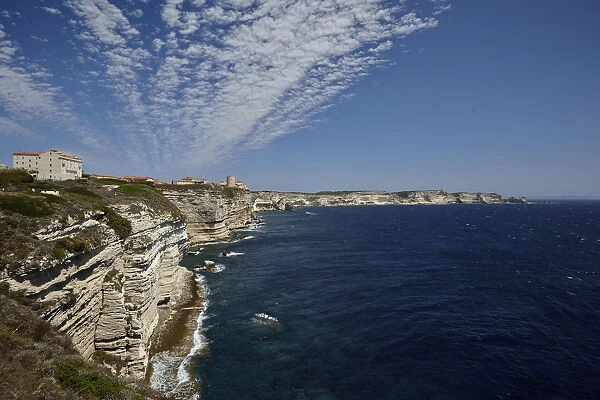 Cliffs with the upper city, Bonifacio, Corsica, France