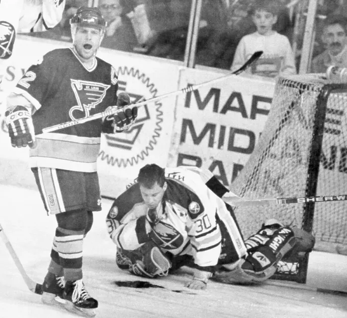 Framed Print : Clint Malarchuk with Neck Injury Framed Print : Clint Malarchuk with Neck Injury