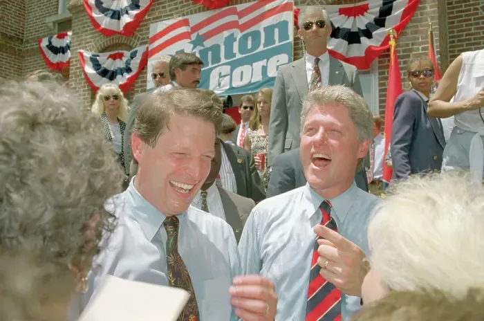 Framed Print : Bill Clinton and Al Gore Attending Rally Framed Print : Bill Clinton and Al Gore Attending Rally