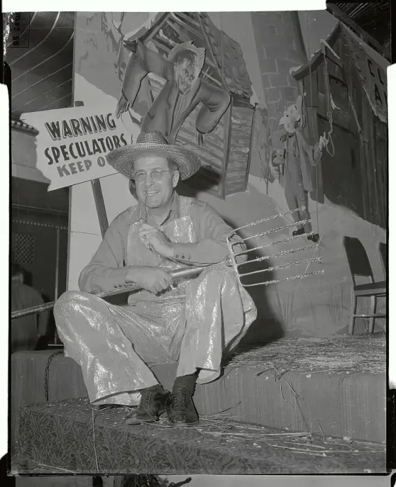 Framed Print : Clinton Anderson in Overalls and Straw Hat