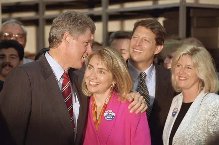 Framed Print : Bill Clinton Hugging Hillary Clinton Framed Print : Bill Clinton Hugging Hillary Clinton