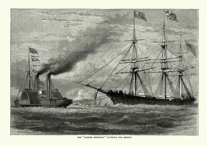 Framed Print : Clipper ship the George Griswold entering the Mersey in 1863
