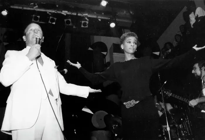 Framed Print : Clive Davis Introduces Whitney Houston In NY Framed Print : Clive Davis Introduces Whitney Houston In NY