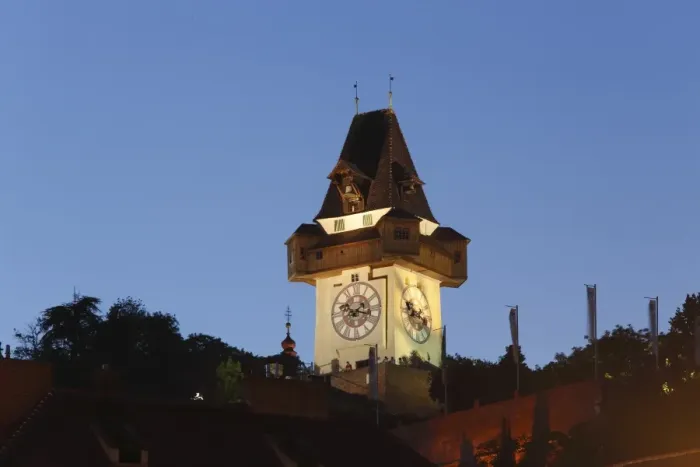 Framed Print : Clock tower on Schlossberg, castle hill, Graz, Styria, Austria, Europe Framed Print : Clock tower on Schlossberg, castle hill, Graz, Styria, Austria, Europe