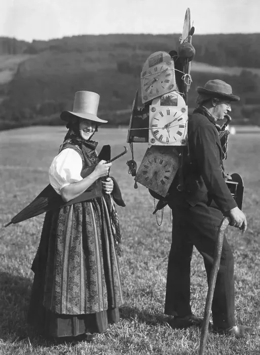Framed Print : Clockmaker And Wife On Selling Trip Framed Print : Clockmaker And Wife On Selling Trip