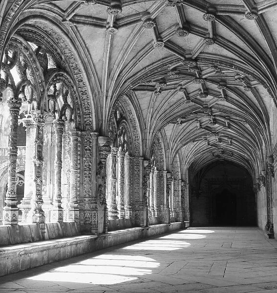 Cloisters. October 1969: The cloisters at Jeronimos Monastery, Lisbon, Portugal