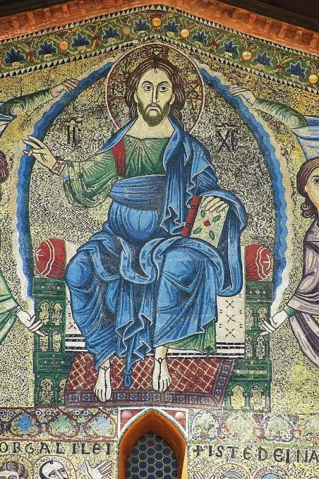 Framed Print : Close up of the 13th century Byzantine Mosaic panel depicting Christ Pantocrator on the Basilica of San Frediano, a Romanesque church, Lucca, Tunscany, Italy Framed Print : Close up of the 13th century Byzantine Mosaic panel depicting Christ Pantocrator on the Basilica of San Frediano, a Romanesque church, Lucca, Tunscany, Italy