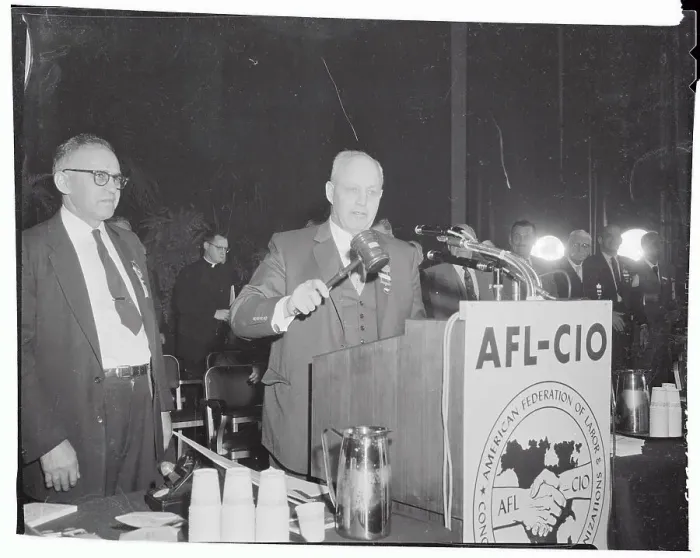 Framed Print : Close Up of George Meany Speaking at AFL-CIO Convention Framed Print : Close Up of George Meany Speaking at AFL-CIO Convention