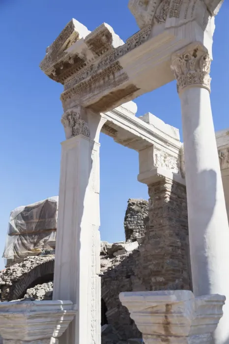 Framed Print : A close up look at reconstructed columns of the Ephesus ancient city historic site in Selcuk Framed Print : A close up look at reconstructed columns of the Ephesus ancient city historic site in Selcuk