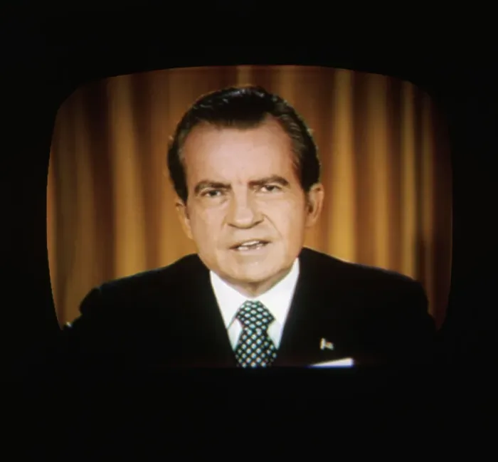 Framed Print : Close Up of Richard Nixon's TV Address Framed Print : Close Up of Richard Nixon's TV Address