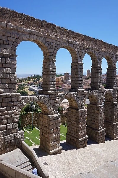 Close up on Roman Aqueduct, Segovia, Madrid