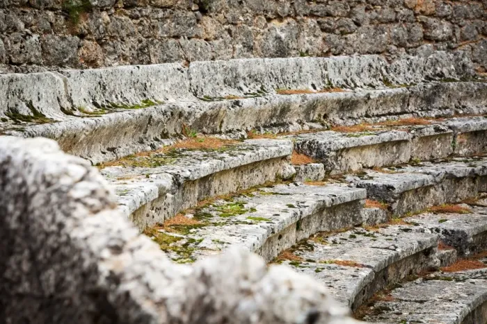 Framed Print : Close up of the ruined seating at an ancient stadium and race track Framed Print : Close up of the ruined seating at an ancient stadium and race track