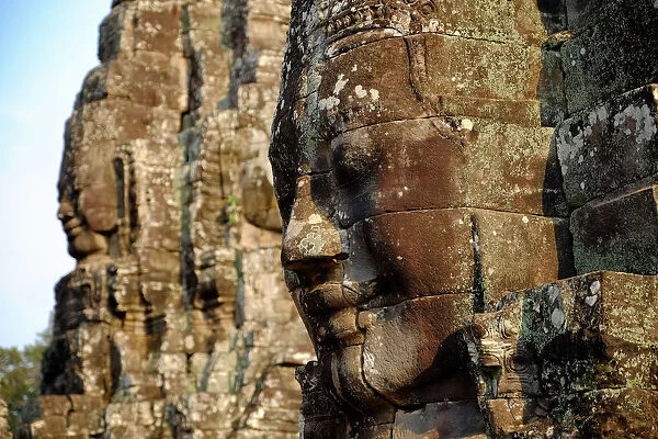 Close-up Of Buddha face carved on stone at Angkor
