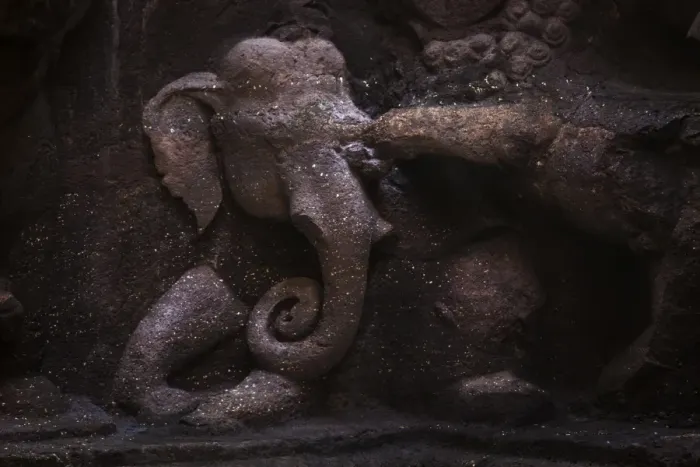 Framed Print : Close-up of Elephant on the Base of Kailasa Temple Framed Print : Close-up of Elephant on the Base of Kailasa Temple