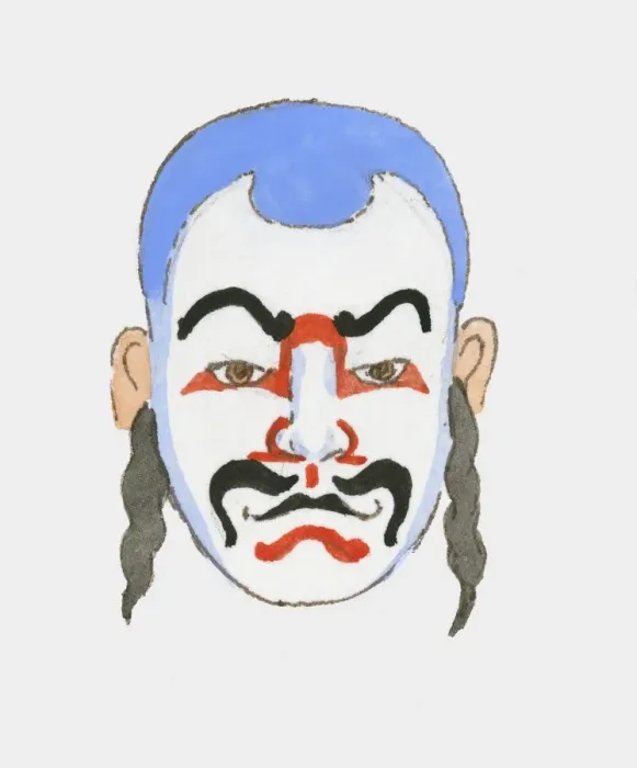 Framed Print : close-up, evil, human face, illustrative technique, japanese ethnicity, kabuki, looking at camera Framed Print : close-up, evil, human face, illustrative technique, japanese ethnicity, kabuki, looking at camera