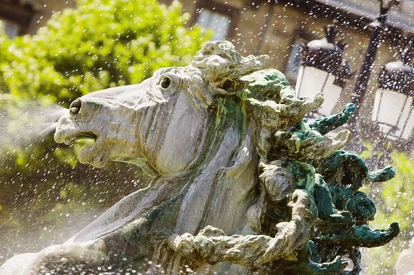 Close-up of a fountain statue, La Fontaine Des Quinconces, Bordeaux, Aquitaine, France