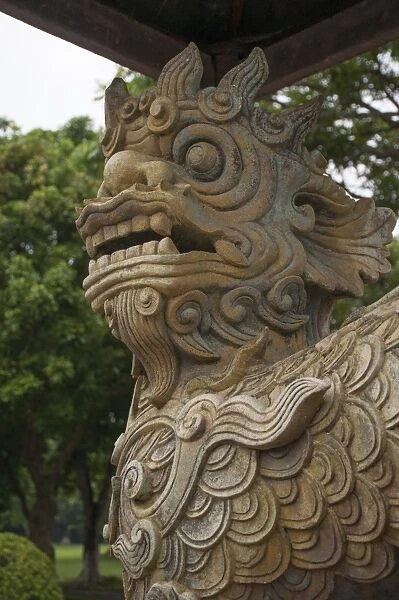 Close-up of a guardian figure at Hue Citadel