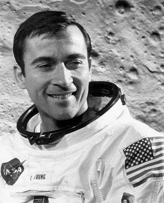 Framed Print : Close-Up John W. Young in Spacesuit