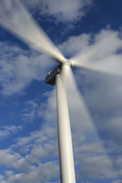 Close-Up of Renewable Energy Wind Turbine in Motion at the Scout Moor Wind Farm, Bury, Scout Moor, Hail Storm Hill, North West England, United Kingdom