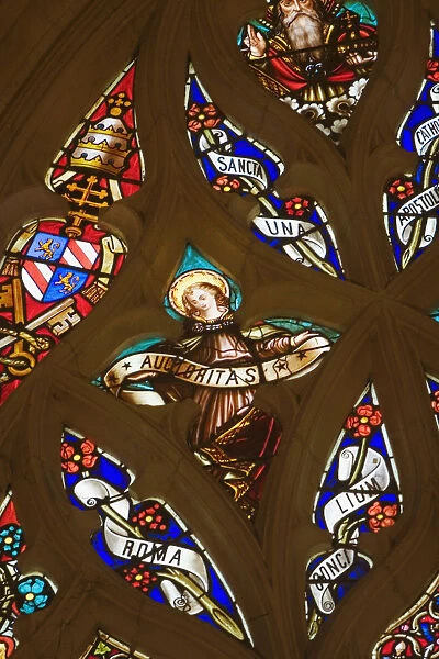 Close-up of stained glass ceiling in a church, Eglise St Pierre, Bordeaux, Aquitaine, France