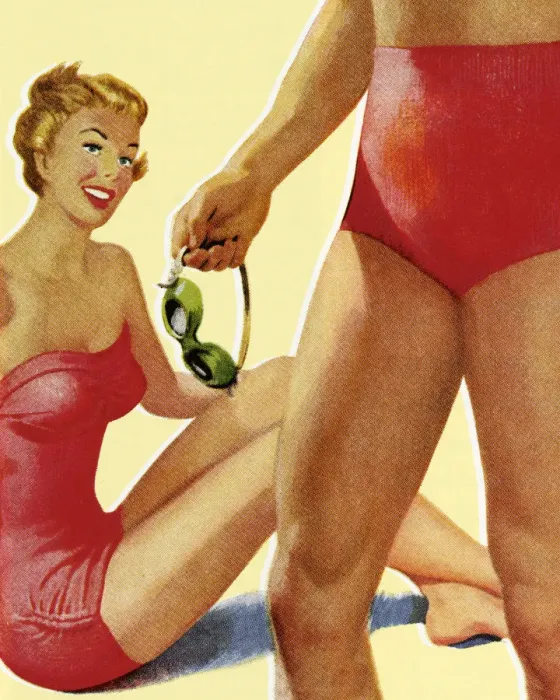 Framed Print : Closeup of Man and Woman at the Beach Framed Print : Closeup of Man and Woman at the Beach