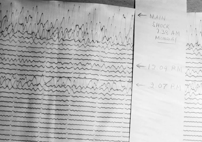 Framed Print : Closeup Of Seismogram Chart