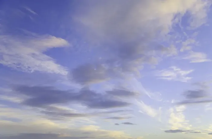 Framed Print : Clouds and blue sky, dusk, low angle view