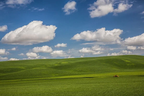 Clouds over wheat fields of Palouse region in spring, Washington State, USA