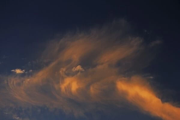 Cloudy sky, evening mood, Upper Swabia, Baden-Wuerttemberg, Germany, Europe
