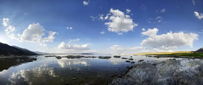 Framed Print : Cloudy sky reflected in the water of the Sees Mono Lake, Mono Lake, Lee Vining, California, United States