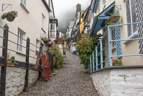 Clovelly. Cobbled streets in the pretty Devon village of Clovelly