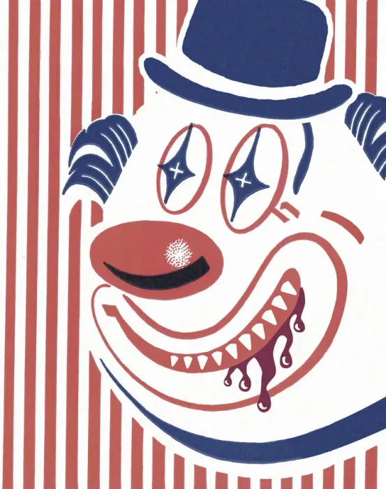 Framed Print : Clown with Bloody Teeth Framed Print : Clown with Bloody Teeth