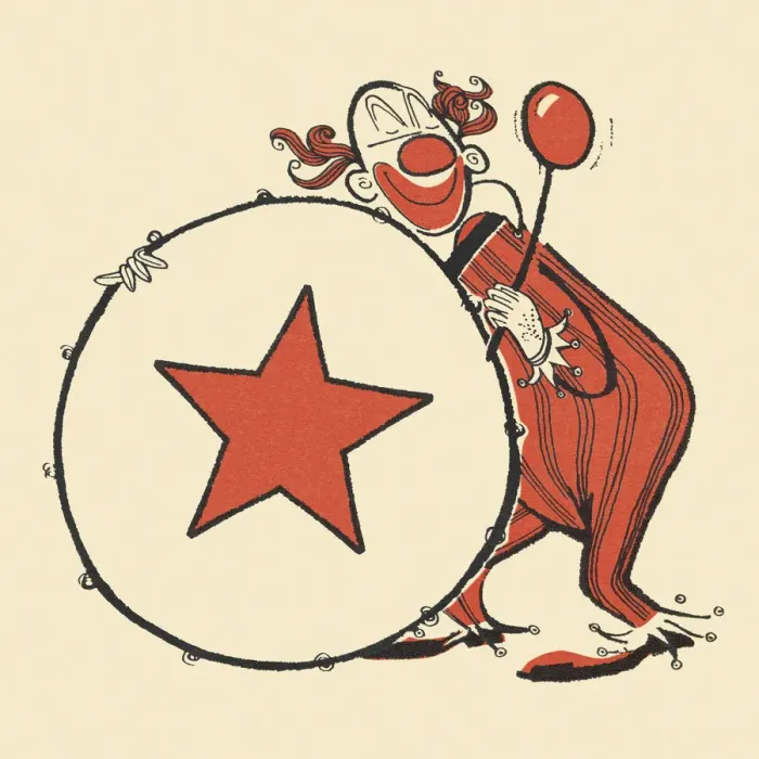Framed Print : Clown Playing a Bass Drum Framed Print : Clown Playing a Bass Drum