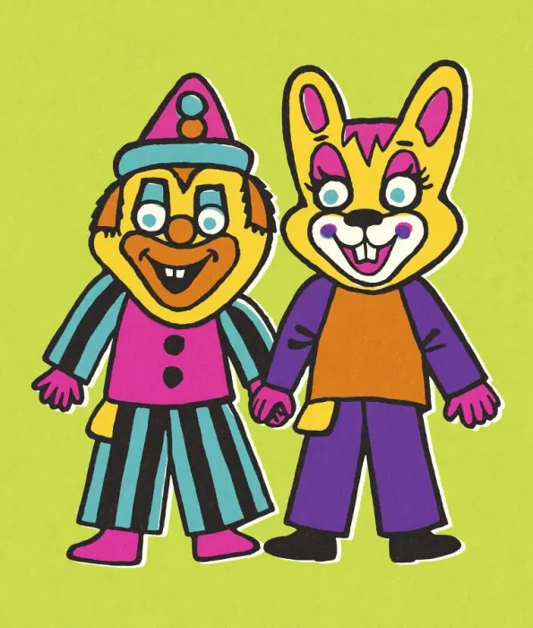 Framed Print : A Clown and a Rabbit