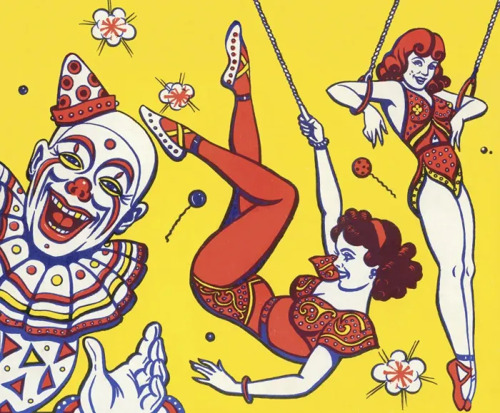 Framed Print : Clown and Trapeze Artists Framed Print : Clown and Trapeze Artists